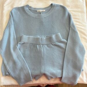 Light Blue Women's Knit Sweater Set